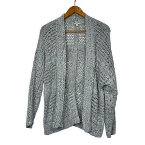 Pure Jill Open Front Cable Knit Cardigan Minimalist Sweater Academia Granny Sz L